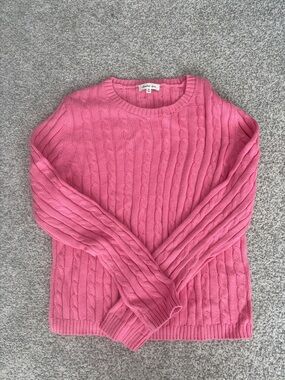 Another Love Pink Cable Crewneck Sweater